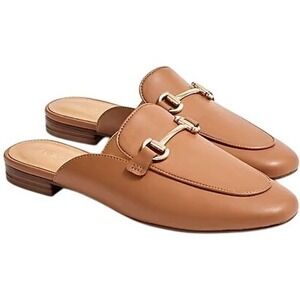 J. Crew Factory Slip-on mules 9.5 NWT Loafers Gold Hardware Tan Brown CE500